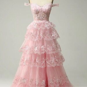 Pink and White Formal Dress